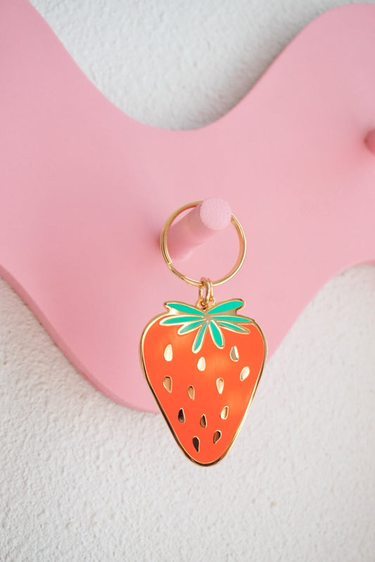 Strawberry Enamel Keychain